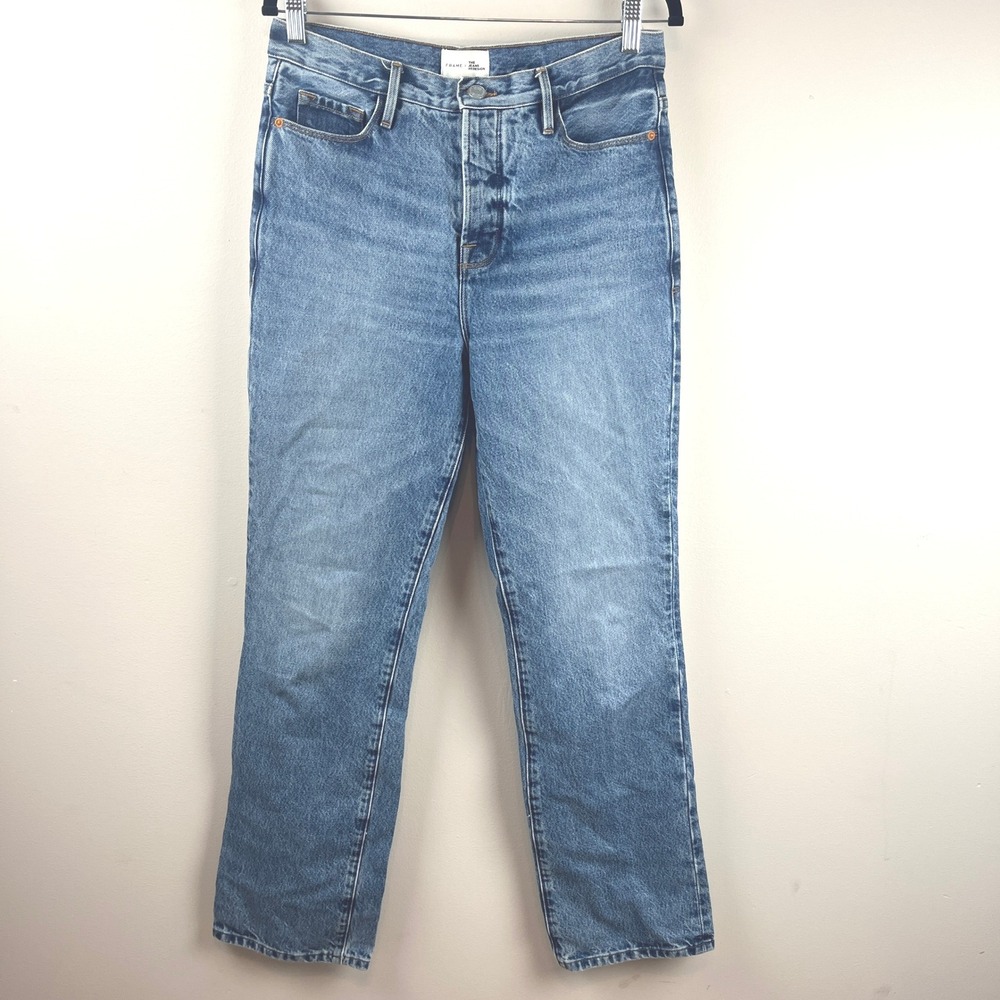 FRAME Blue  High Waisted Straight Leg Jean 26